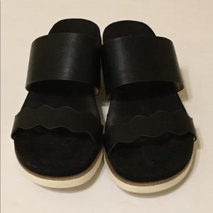 XOXO Black Leather Sandals Sz 7.5
